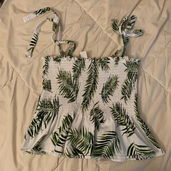 Palm Tree Self-Tie Ribbon Shirt - Picture 1 of 3